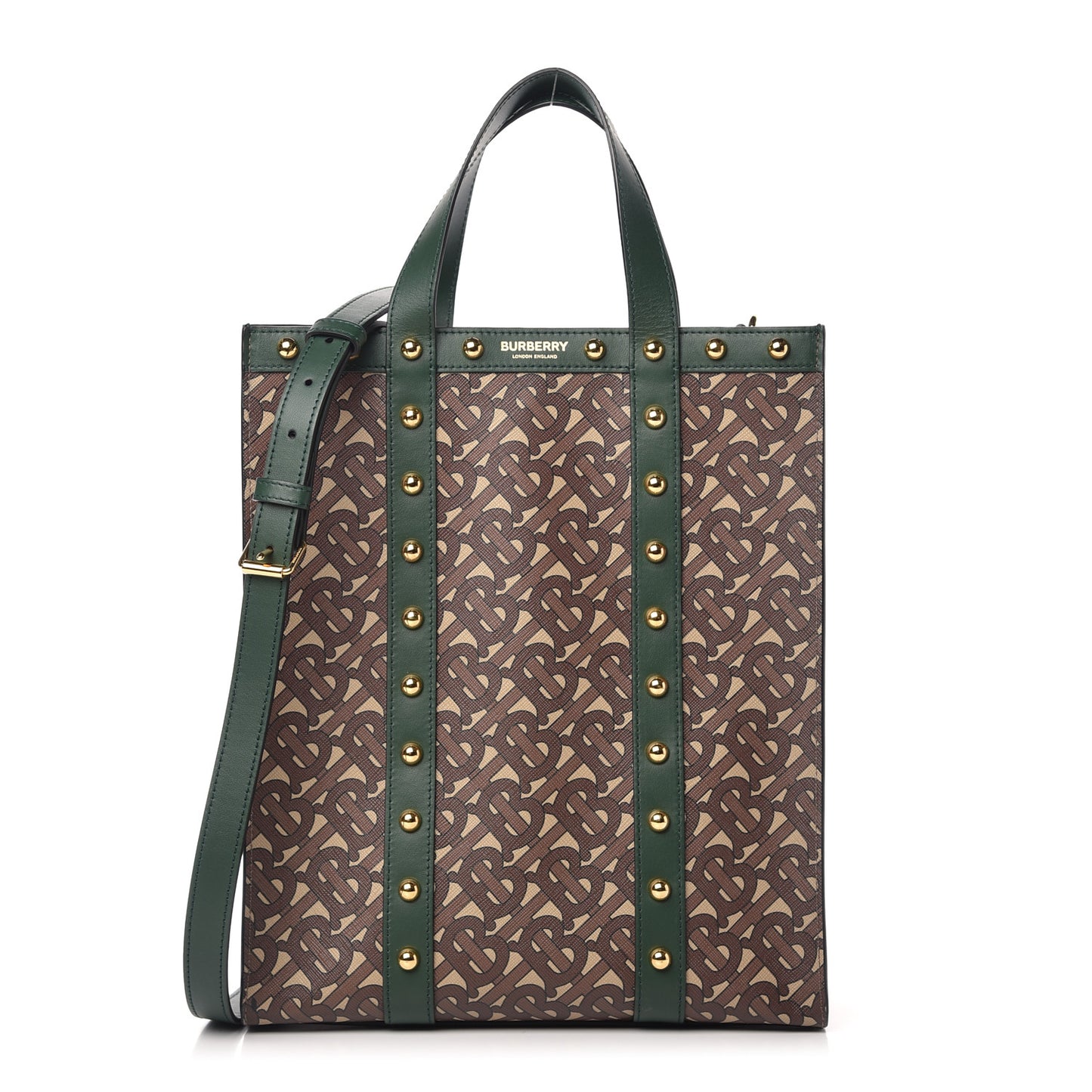 E-Canvas Monogram Studded Medium Portrait Tote Bag