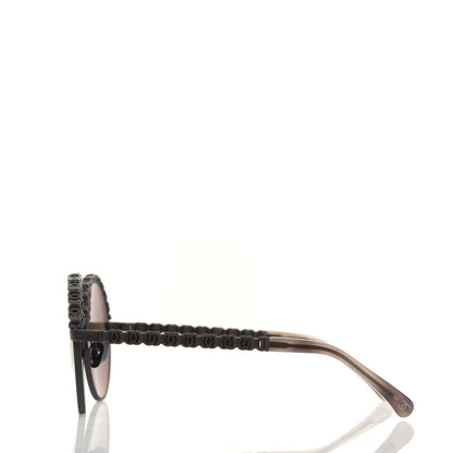 Chanel Metal Calfskin Round Chain Sunglasses 4265-Q Brown 3 of 8