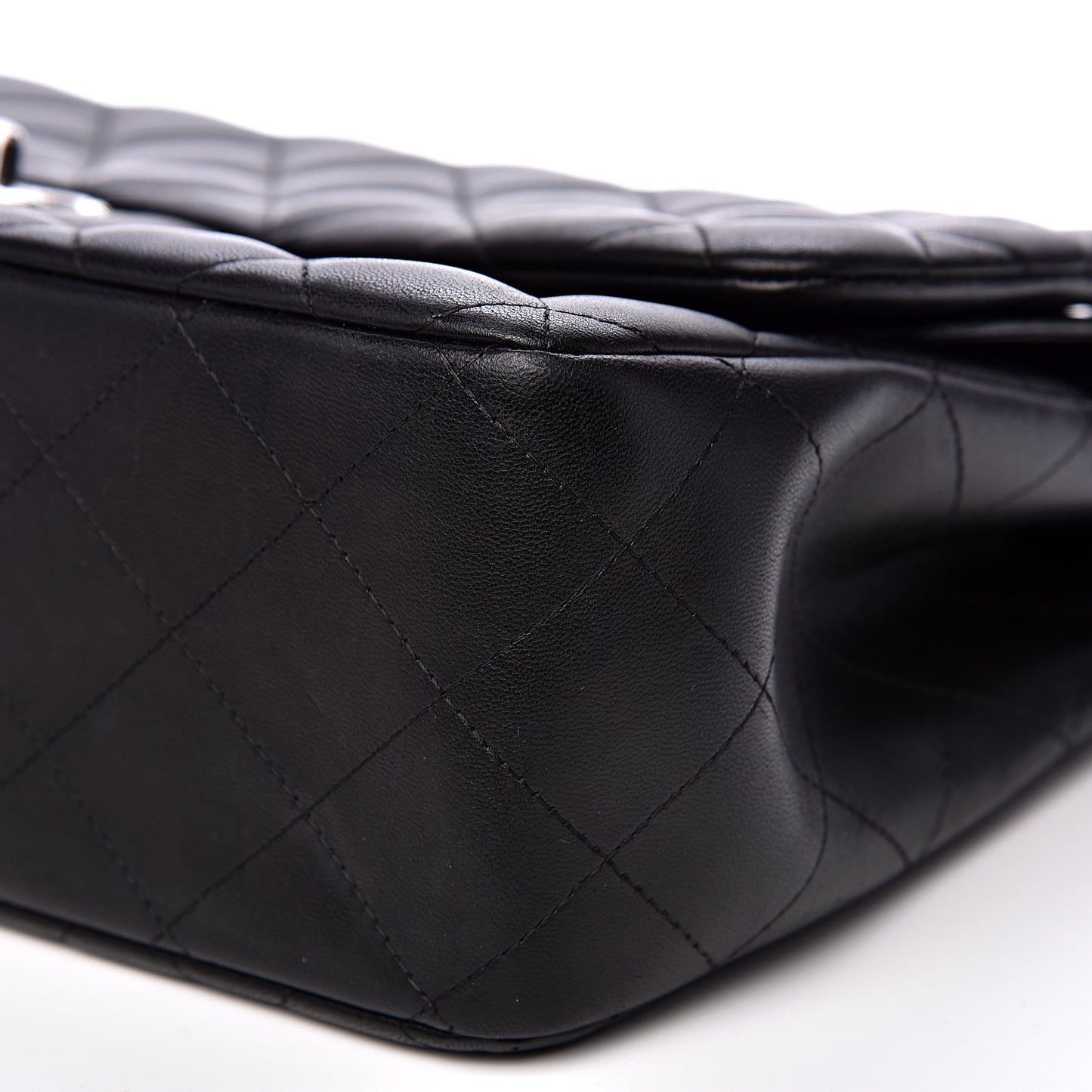 Lambskin Quilted Jumbo Double Flap Black