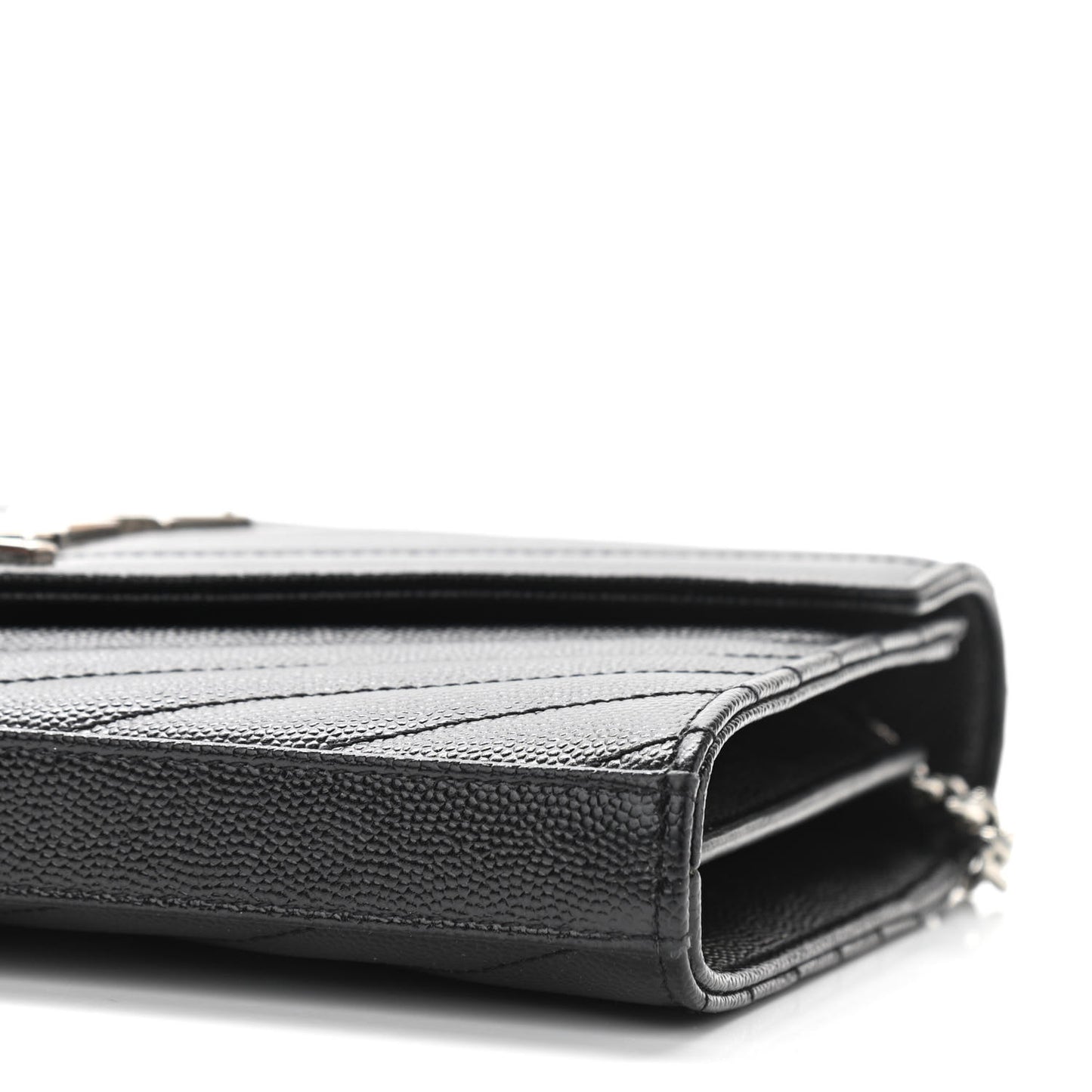 Grain De Poudre Matelasse Chevron Monogram Chain Wallet Black
