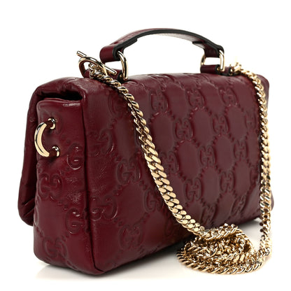 Gucci Lambskin Embossed Mini GG Milano Top Handle Shoulder Bag Rosso Ancora 3 of 11