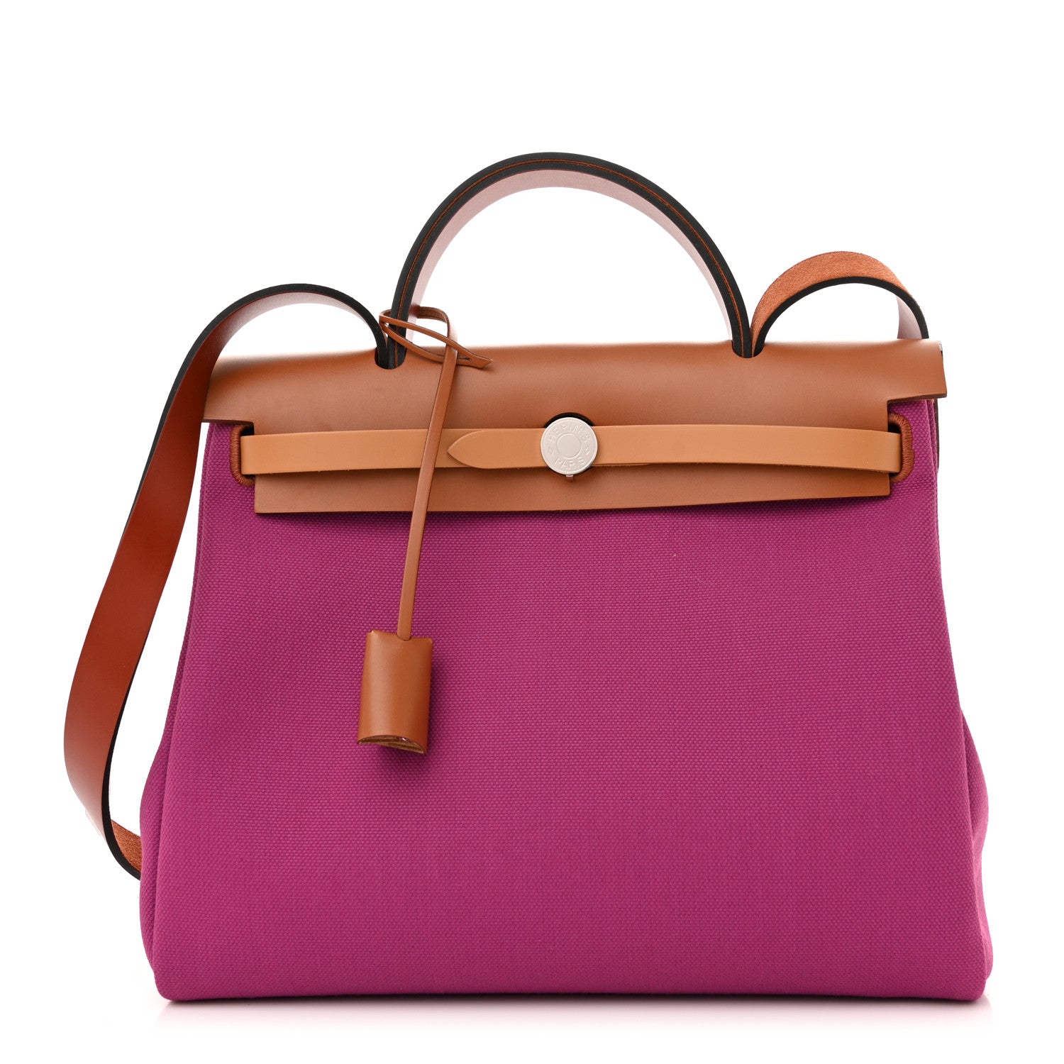 Hermes Toile Militaire Vache Hunter Herbag Zip Retourne 31 PM Rose Pourpre Fauve 3 of 12