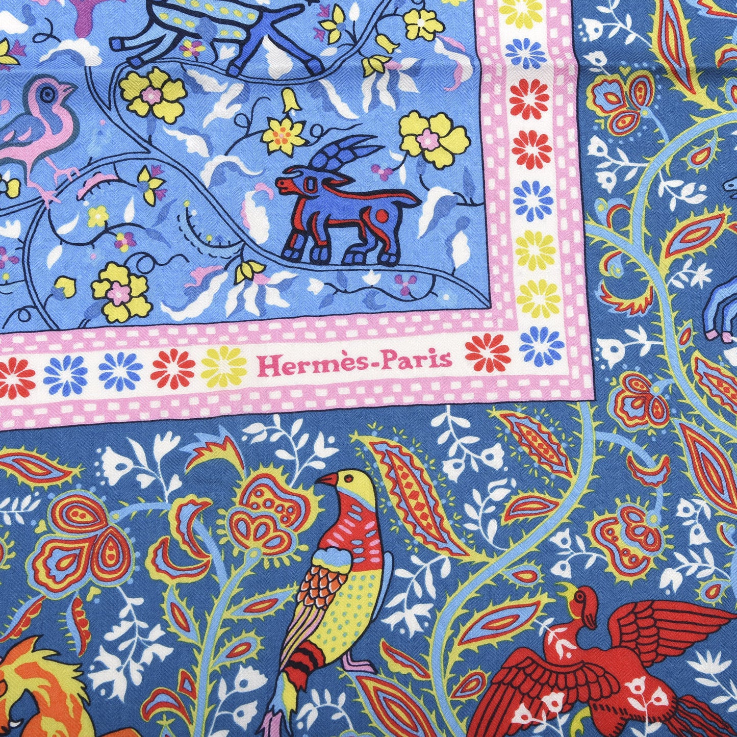 Cashmere Silk Jardins De Soie Shawl 140 Bleu Vert Rose