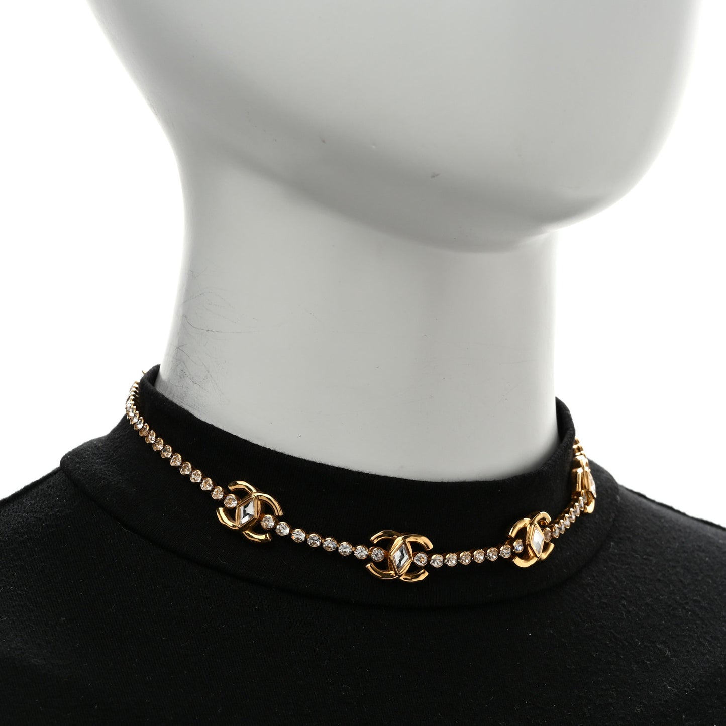 Metal Crystal CC Marquise Choker Gold