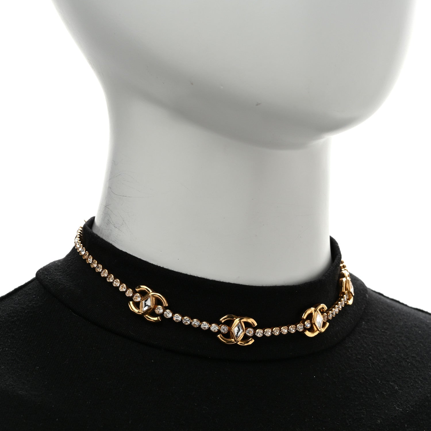 Chanel Metal Crystal CC Marquise Choker Gold 2 of 6