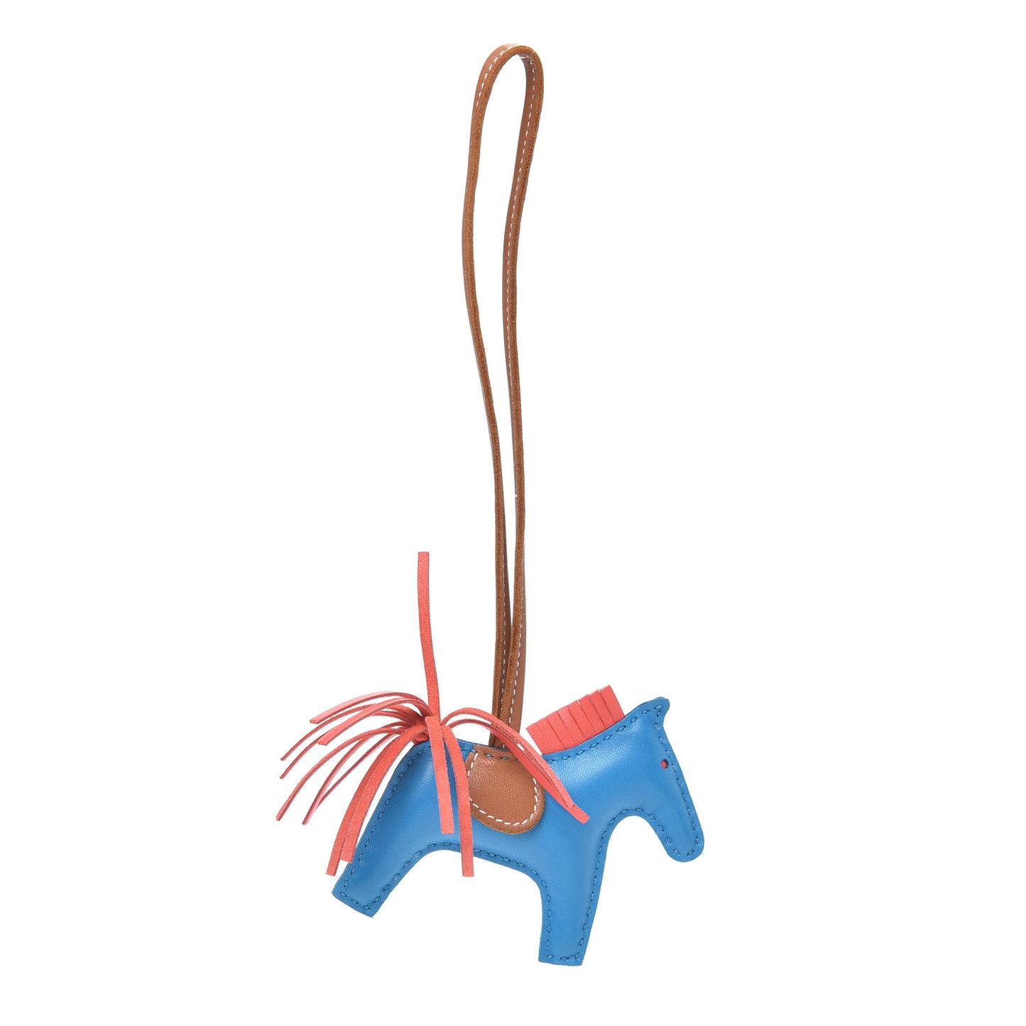 Milo Lambskin Grigri Rodeo Horse Bag Charm PM Blue Zanzibar Rose Texas Gold