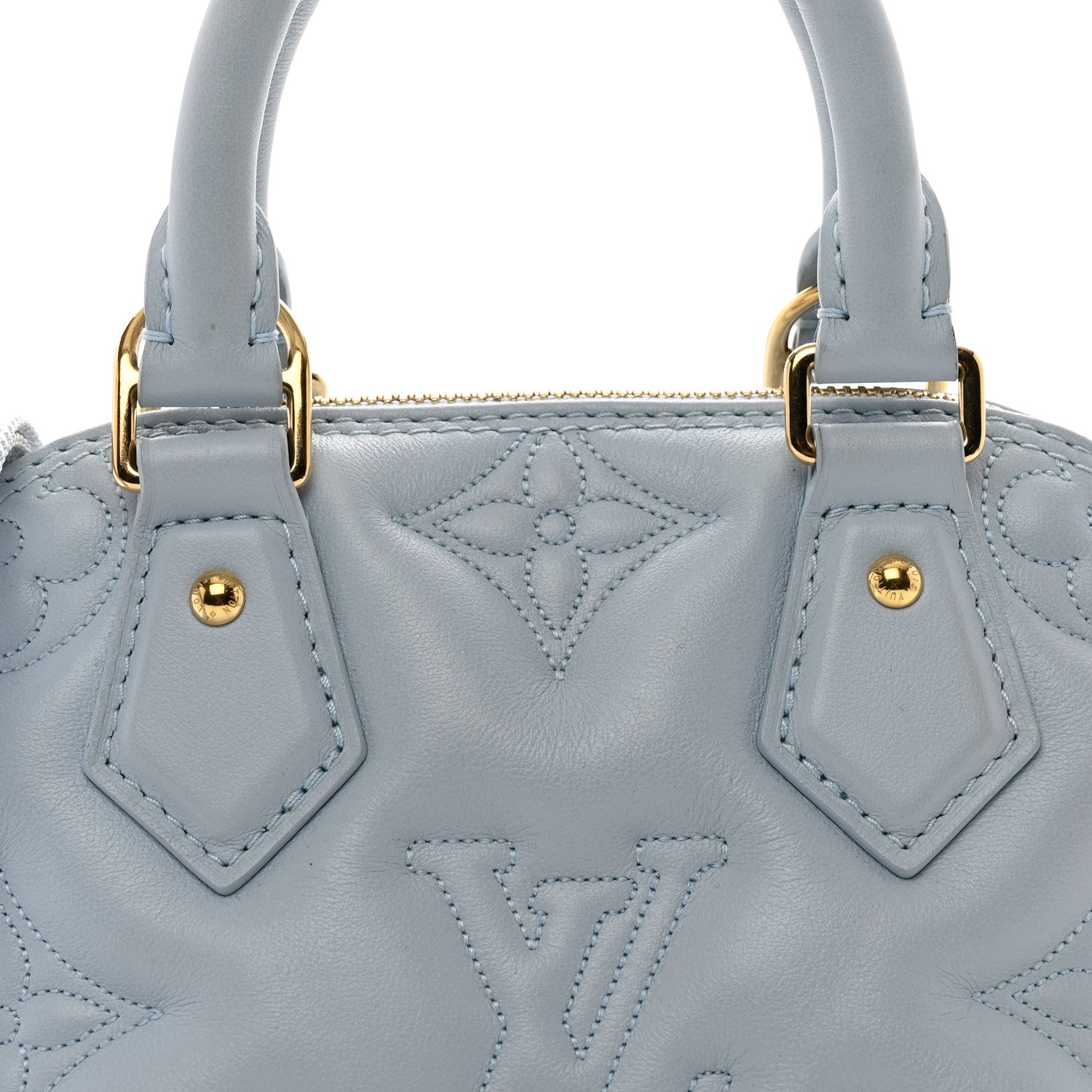 Louis Vuitton Calfskin Bubblegram Alma BB Ice Blue 7 of 9