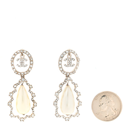 Chanel Crystal Pearl Imperial Bow Earrings Silver 2 of 5