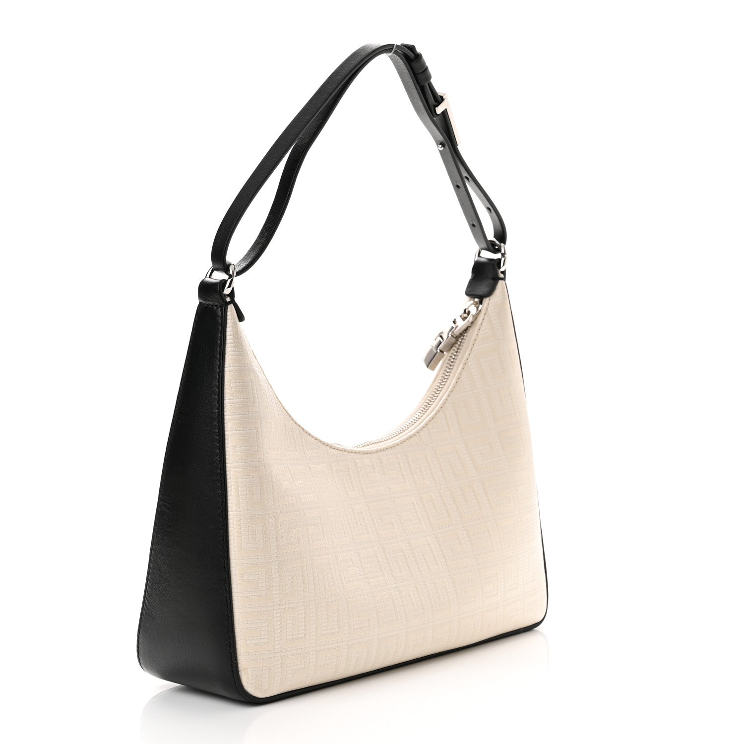 Givenchy Coated Canvas Logo 4G Embossed Small Moon Cut Out Shoulder Bag Ivory 3 of 8
