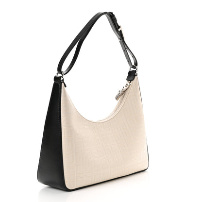 Givenchy Coated Canvas Logo 4G Embossed Small Moon Cut Out Shoulder Bag Ivory 3 of 8