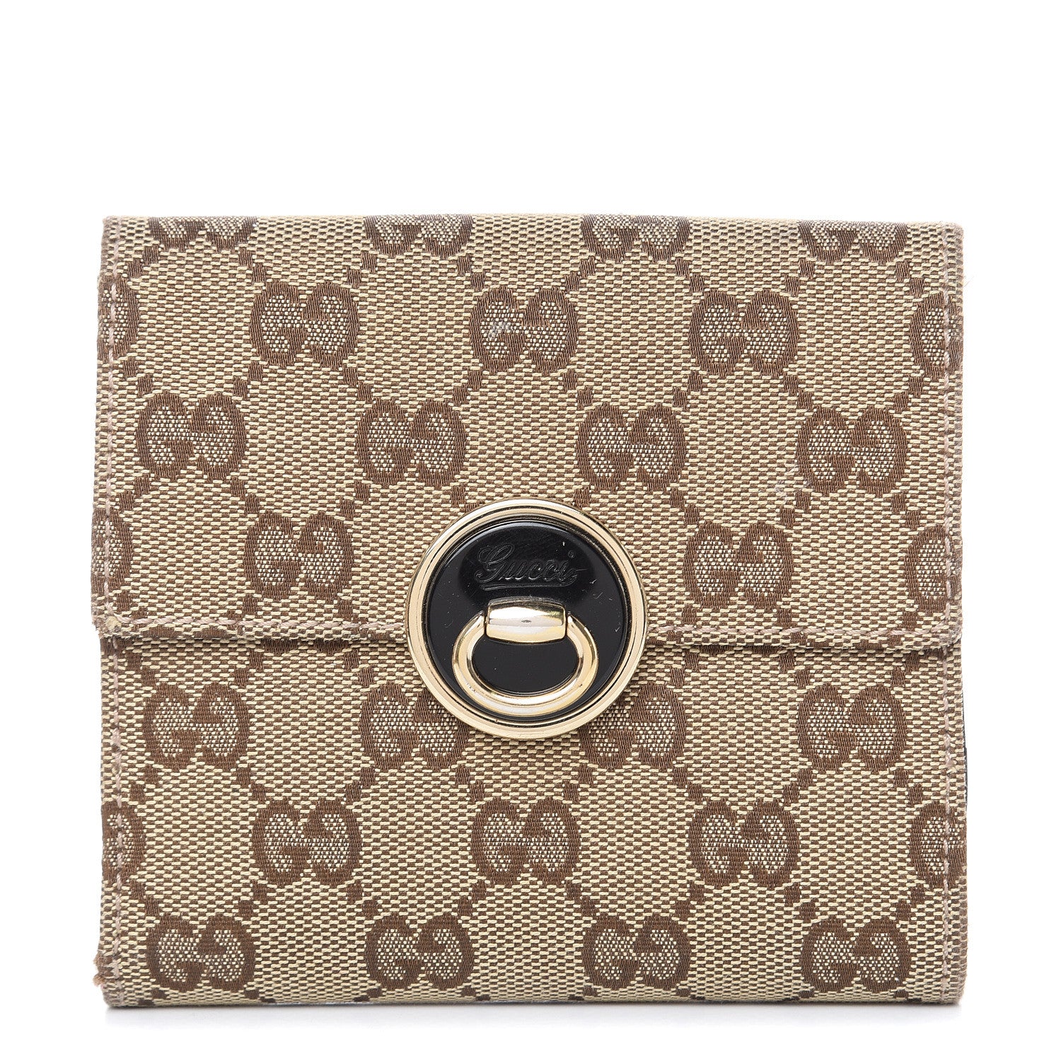Gucci Monogram French Flap Wallet Dark Brown 1 of 14