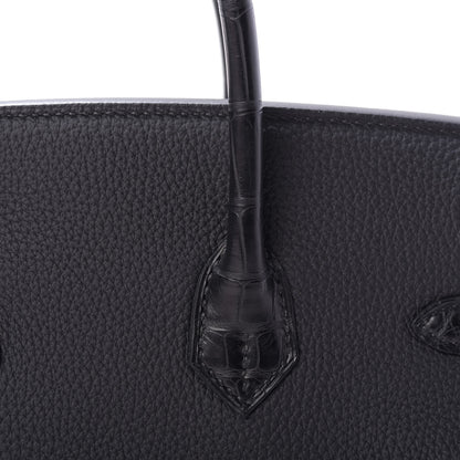 Hermes Togo Matte Alligator Birkin Touch 25 Black 8 of 32