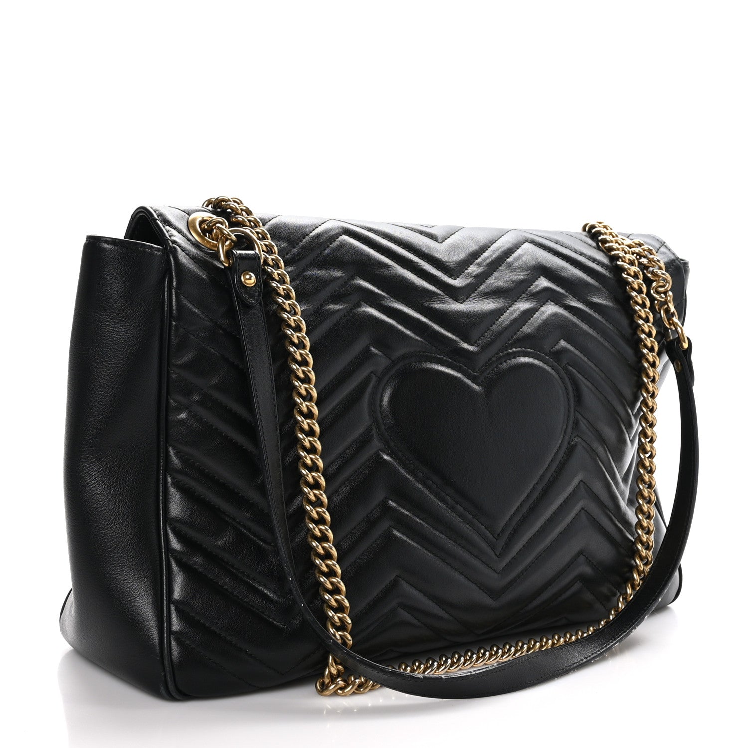 Gucci Calfskin Matelasse Large GG Marmont Shoulder Bag Black 3 of 15