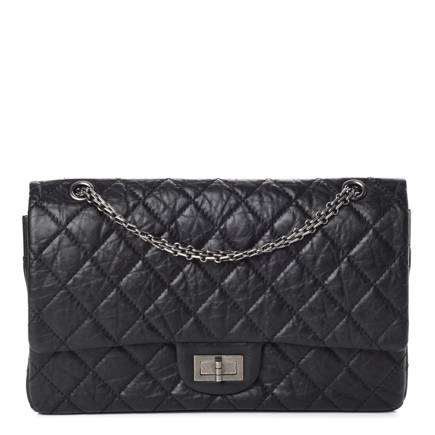 Aged Calfskin Quilted 2.55 Reissue 227 Flap Black