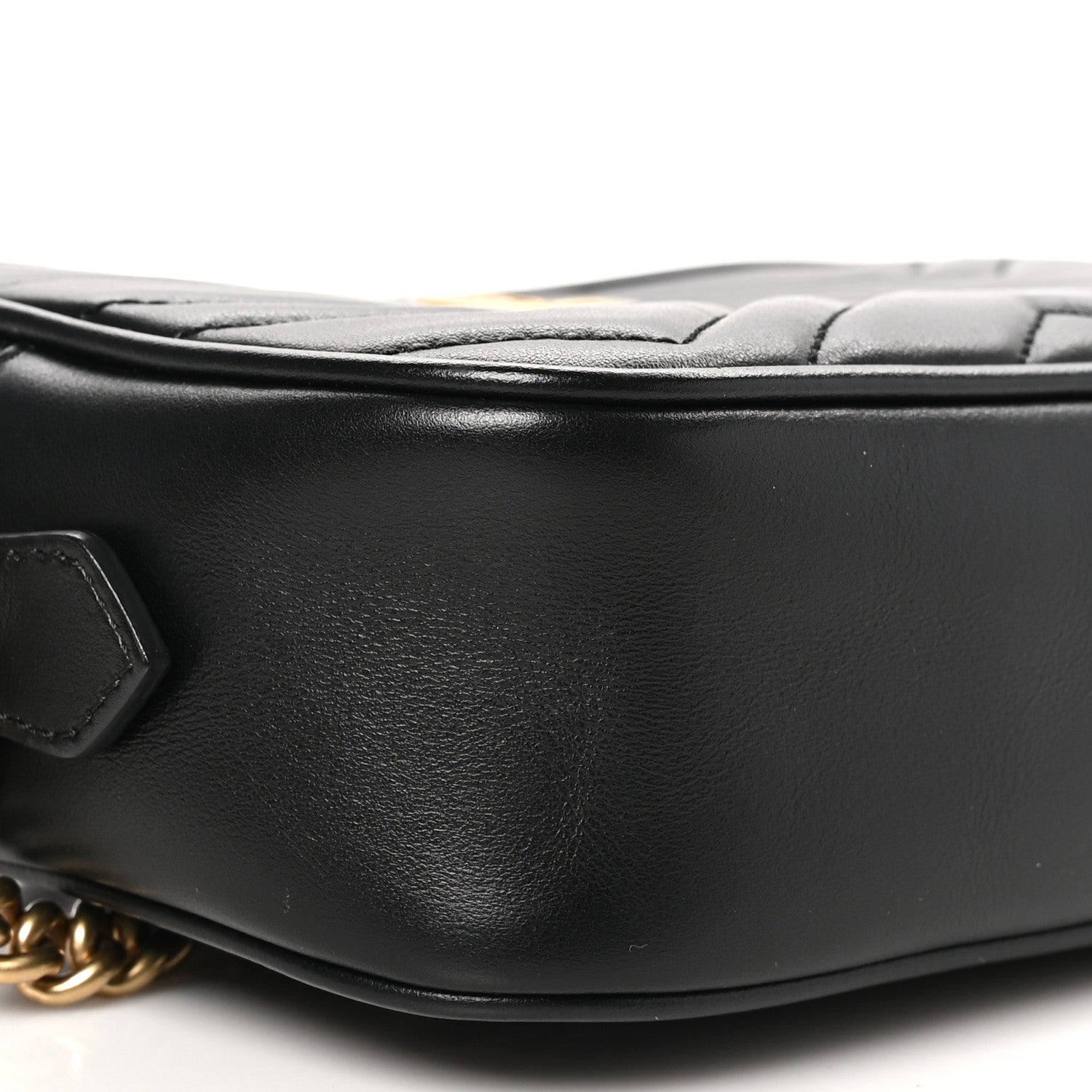 Gucci Calfskin Matelasse Mini GG Marmont Chain Shoulder Bag Black 9 of 10