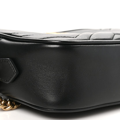 Gucci Calfskin Matelasse Mini GG Marmont Chain Shoulder Bag Black 9 of 10