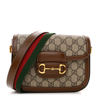 Gucci GG Supreme Monogram Web Mini Horsebit 1955 Shoulder Bag Beige Brown Sugar 1 of 13