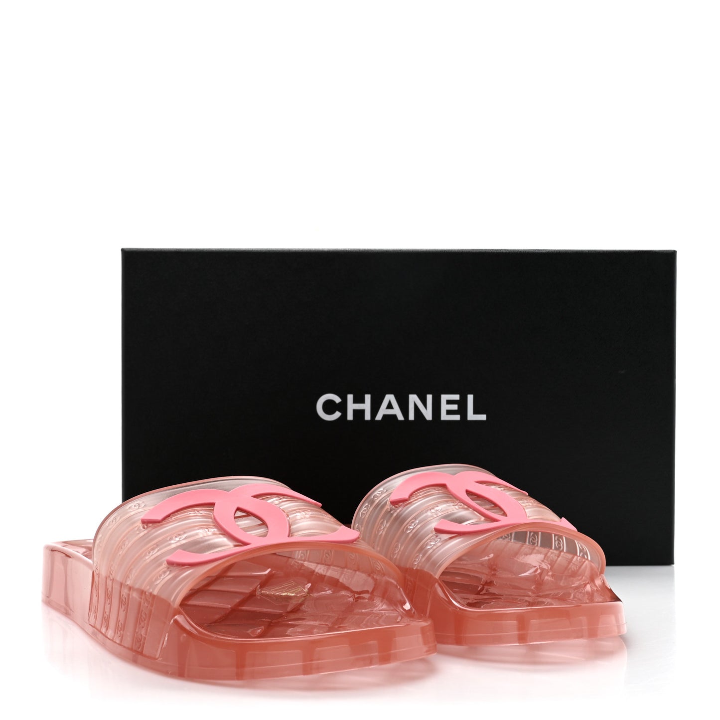 PVC Transparent CC Flat Slide Sandals 40 Pink