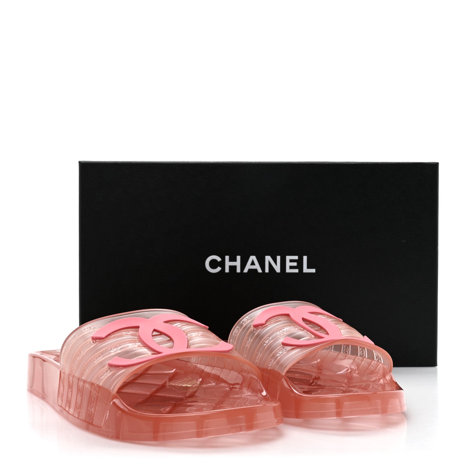 Chanel PVC Transparent CC Flat Slide Sandals 40 Pink 10 of 10