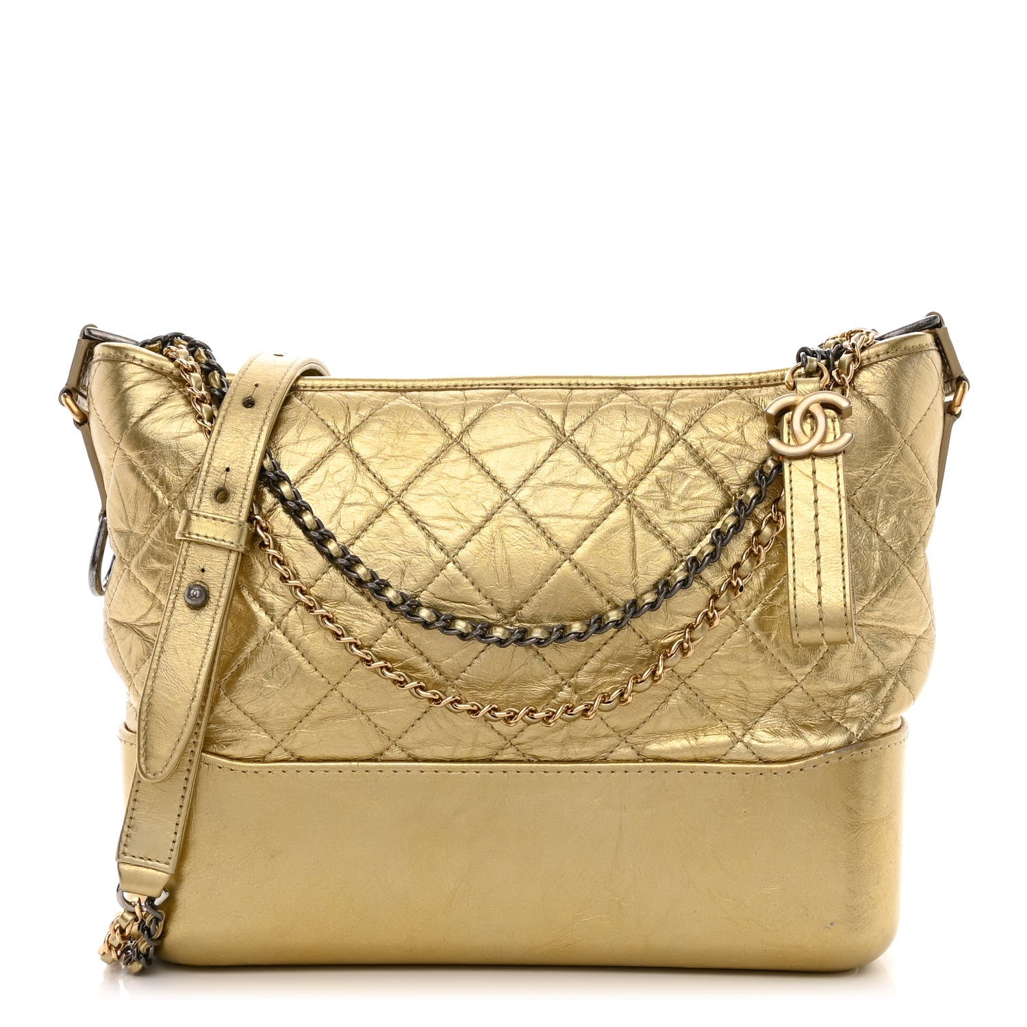 Chanel Metallic Lambskin Calfskin Quilted Medium Gabrielle Hobo Gold 1 of 11