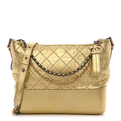 Chanel Metallic Lambskin Calfskin Quilted Medium Gabrielle Hobo Gold 1 of 11
