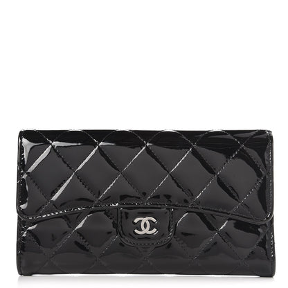 Chanel Patent Calfskin Quilted Large Flap Wallet Black 1 of 8