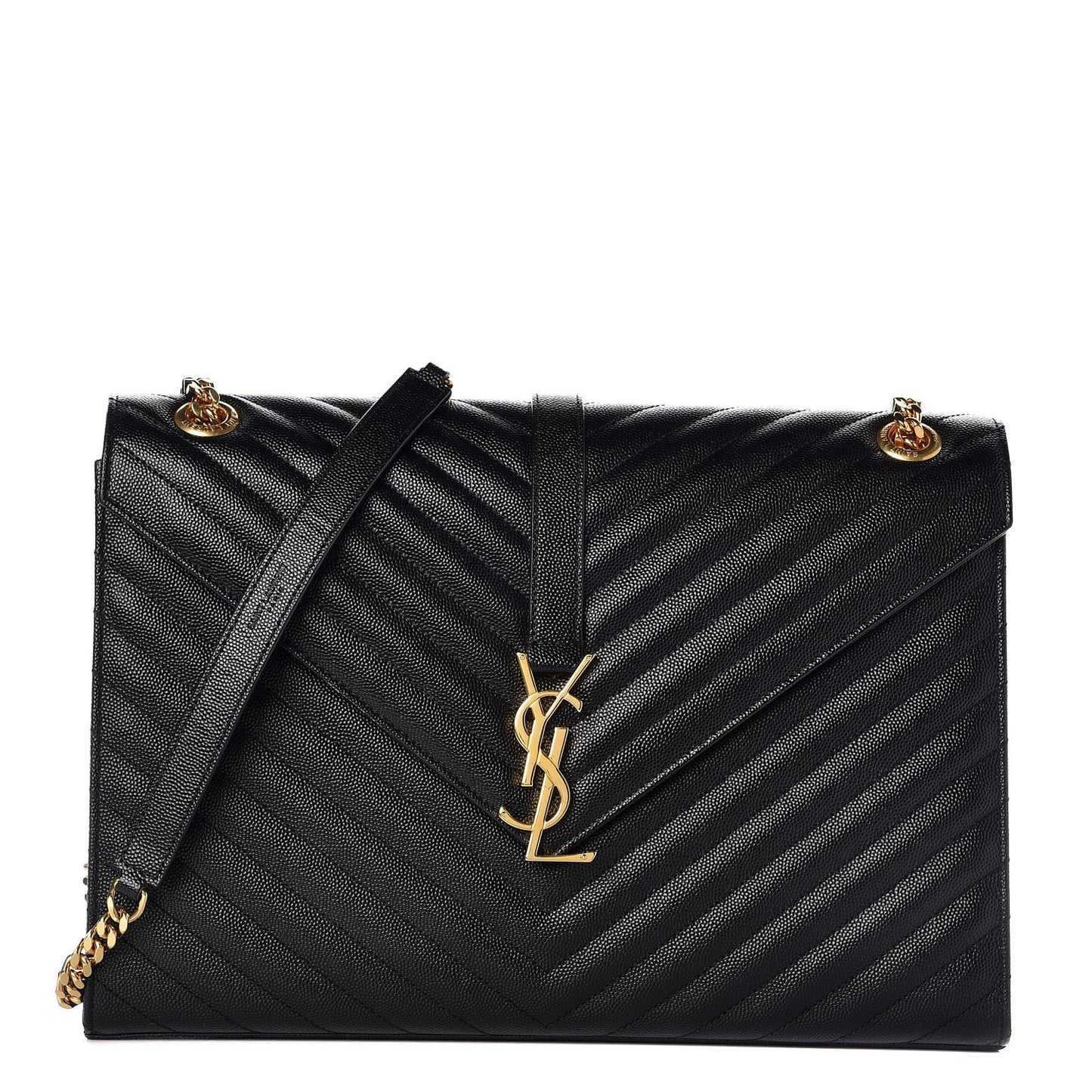 Grain De Poudre Matelasse Chevron Large Monogram Satchel Black
