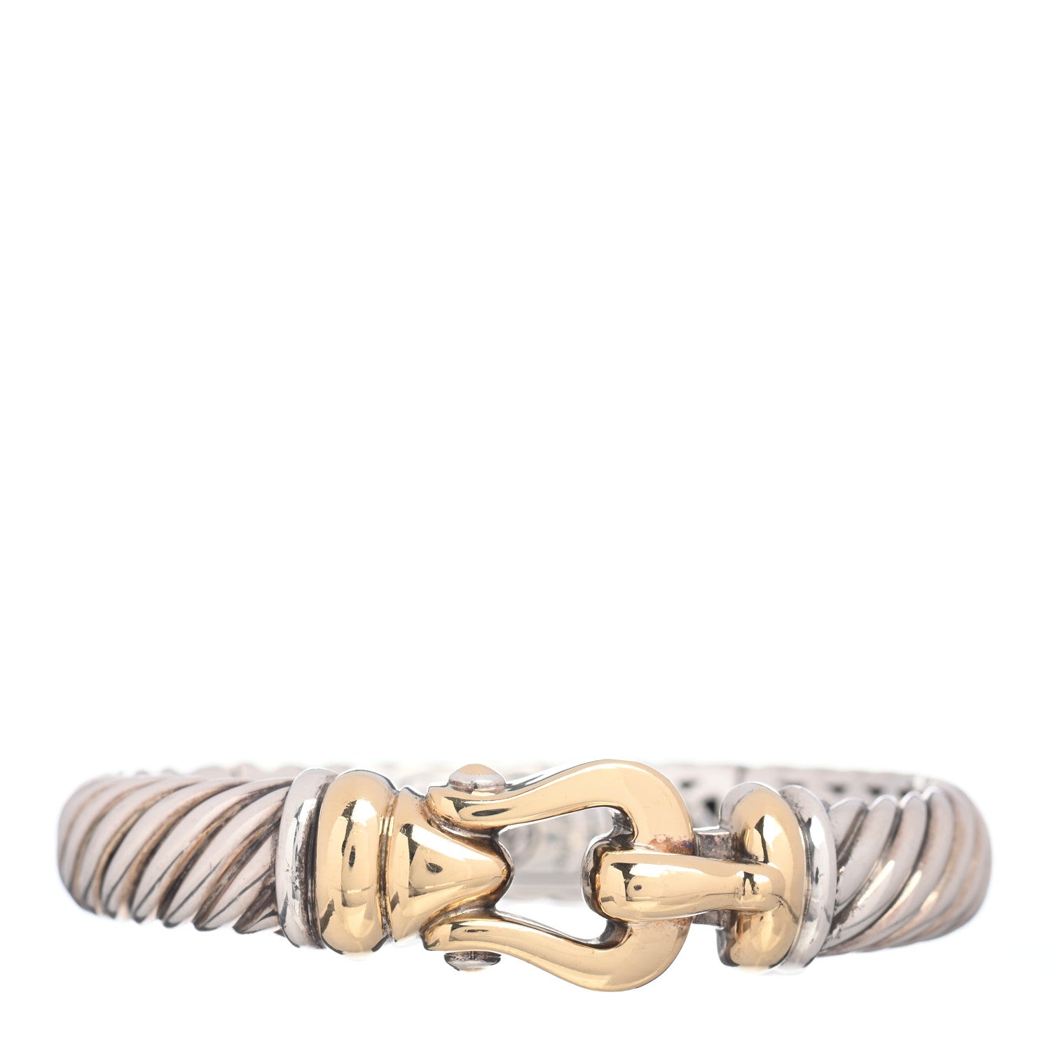 David Yurman Sterling 18K Yellow Gold 10mm Waverly Buckle Bracelet 1 of 4