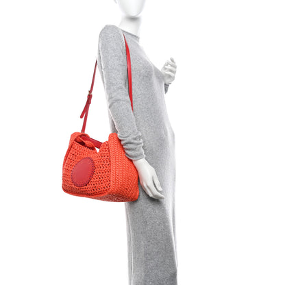 Stella McCartney Braided Raffia Eco Alter Napa Perforated Logo Crossbody Bag Brick 2 of 15