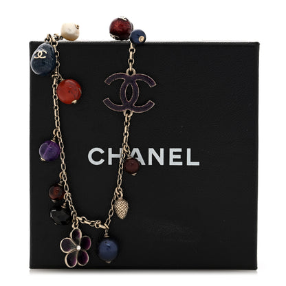 Chanel Beaded Charm CC Long Strand Necklace Silver Multicolor 4 of 4