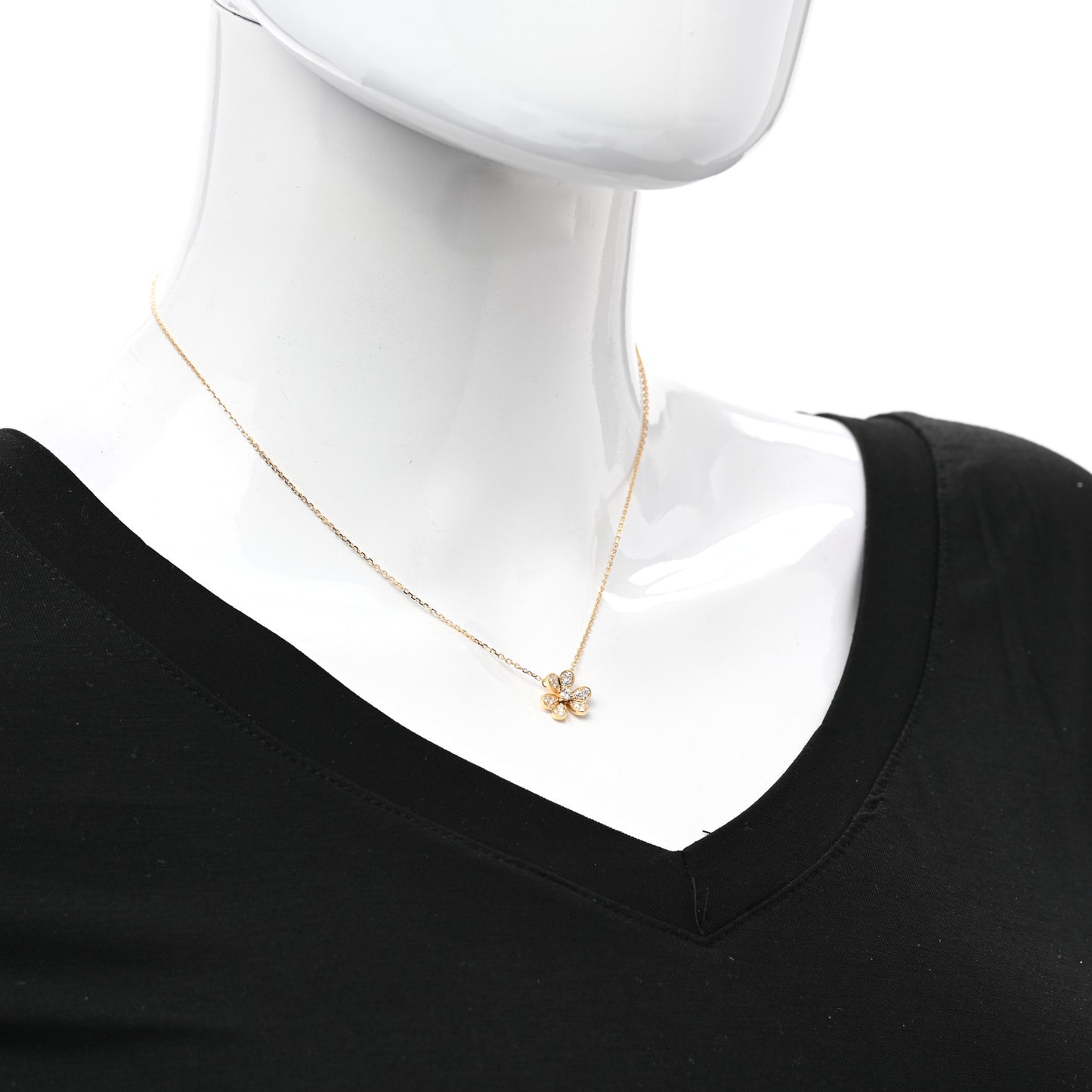 18K Yellow Gold Diamond Mini Frivole Pendant Pave Necklace