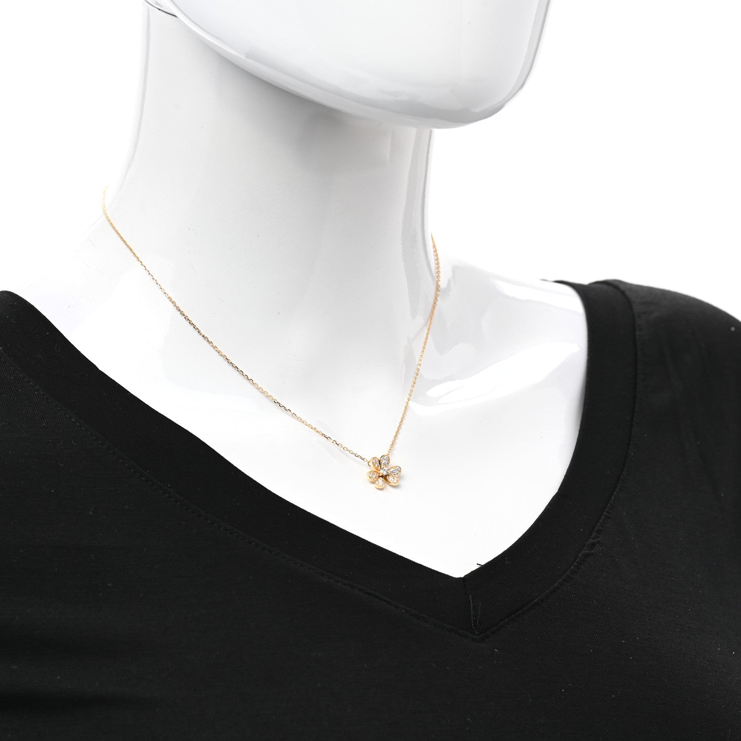 Van Cleef & Arpels 18K Yellow Gold Diamond Mini Frivole Pendant Pave Necklace 2 of 7