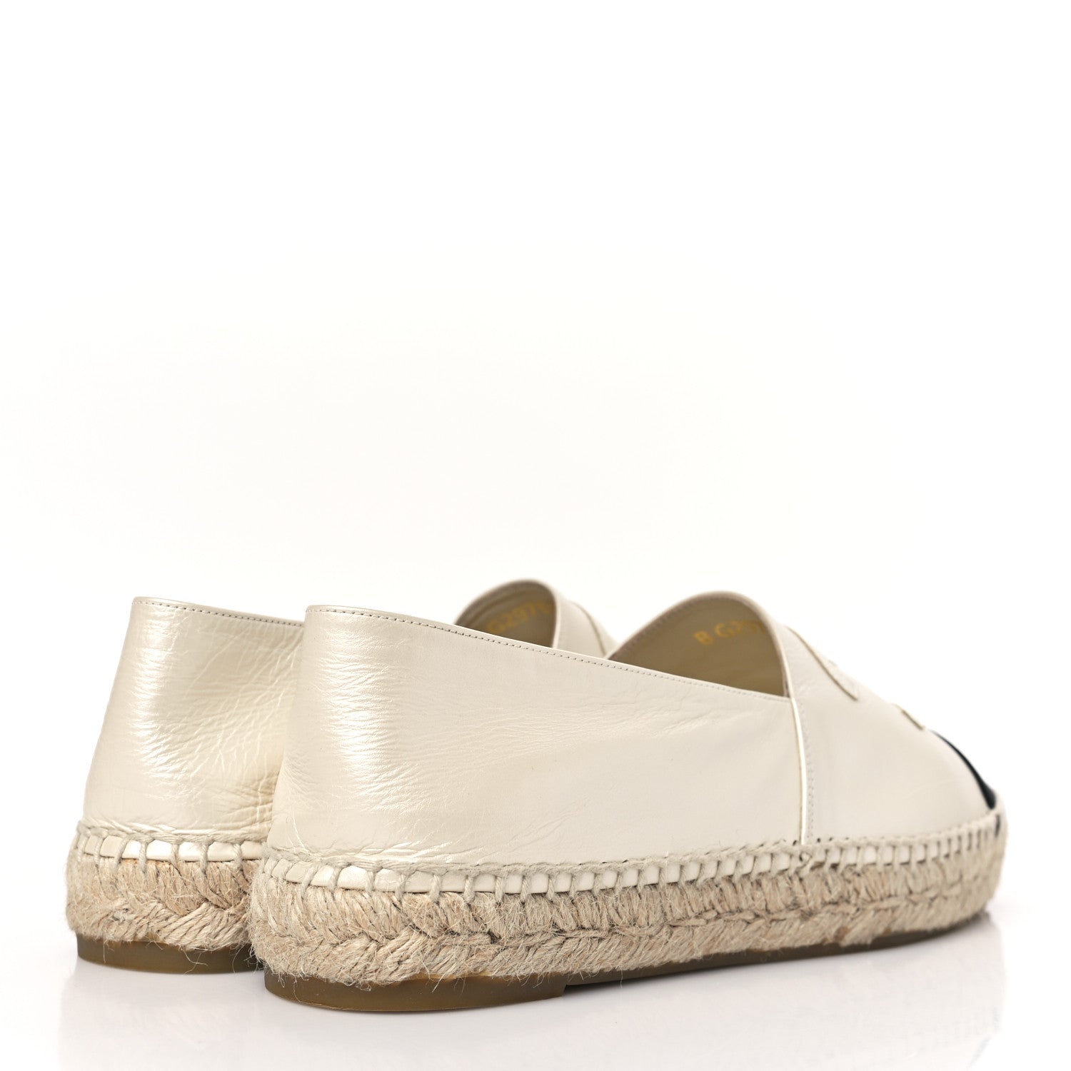 Chanel Metallic Calfskin Grosgrain CC Espadrilles 39 Ivory Black 4 of 8