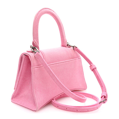 Balenciaga Washed Denim Small Hourglass Top Handle Bag Denim Pink 3 of 9