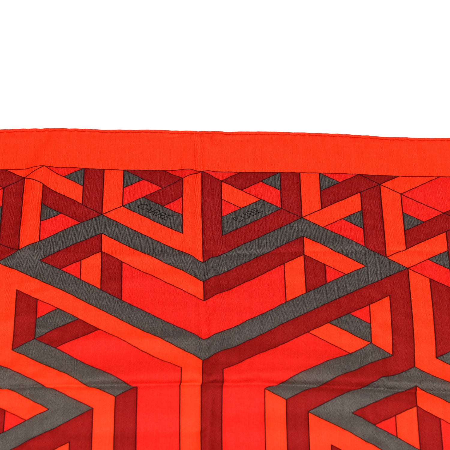 Hermes Cashmere Silk Carre Cube Shawl 140 Capucine Vermillon Argile 3 of 5