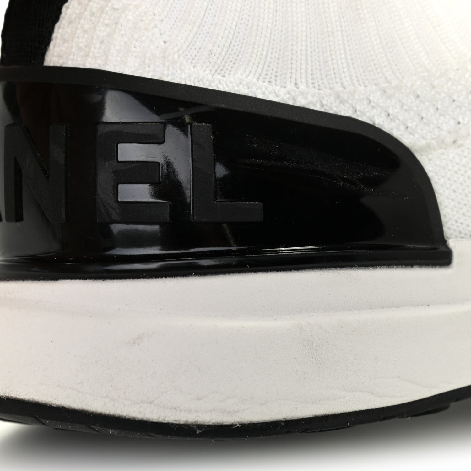Chanel Fabric Suede Calfskin Stretch CC Sneakers 36 White Black 11 of 11