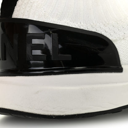 Chanel Fabric Suede Calfskin Stretch CC Sneakers 36 White Black 11 of 11
