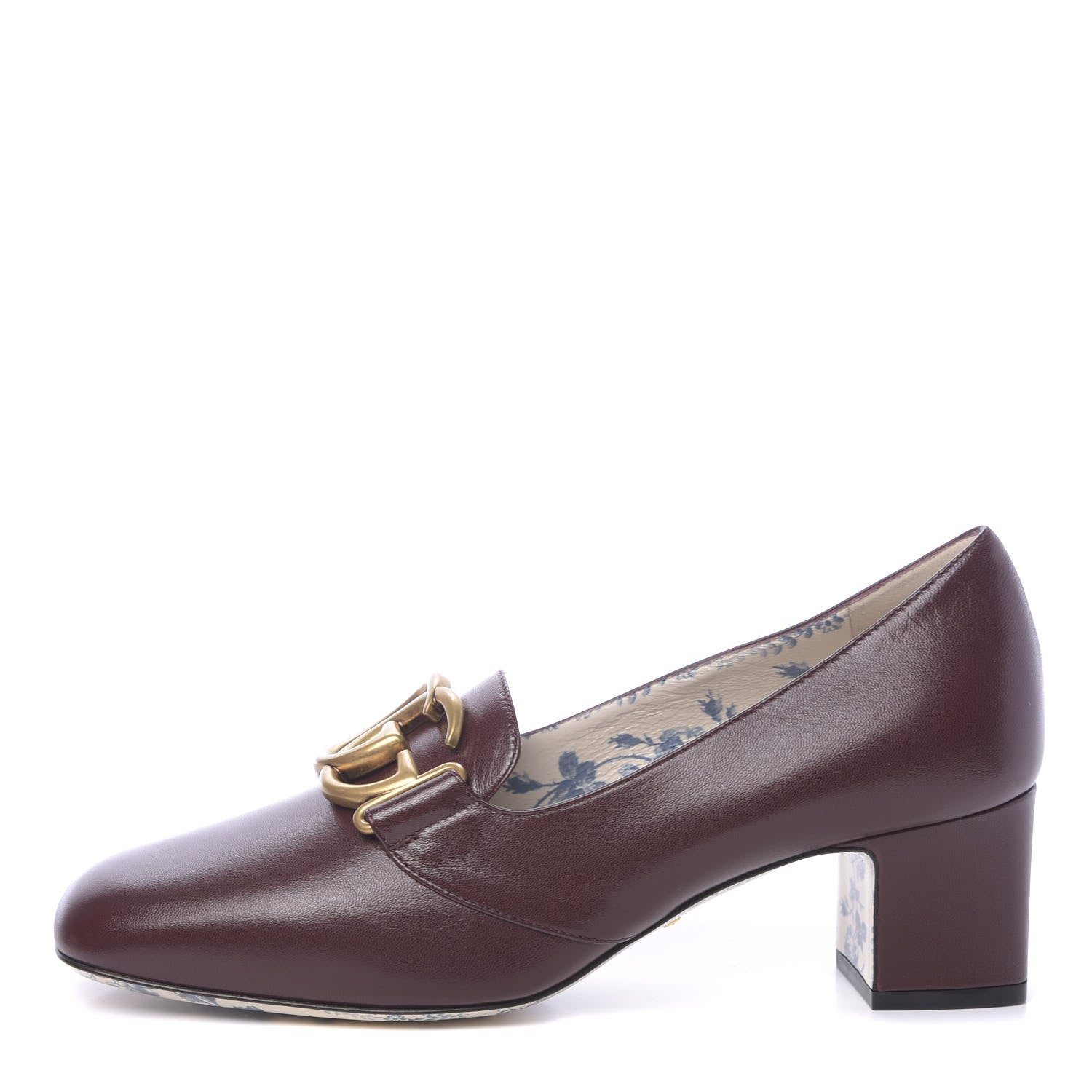 Gucci Malaga Kid GG Victoire 55mm Loafer Pumps 38.5 Vintage Bordeaux 1 of 9