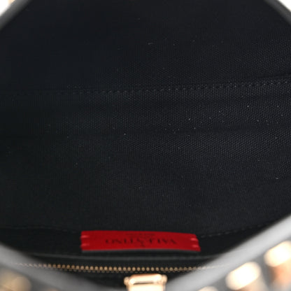 Valentino Garavani Pebbled Calfskin Small Rockstud Flip Lock Hobo Black 5 of 9