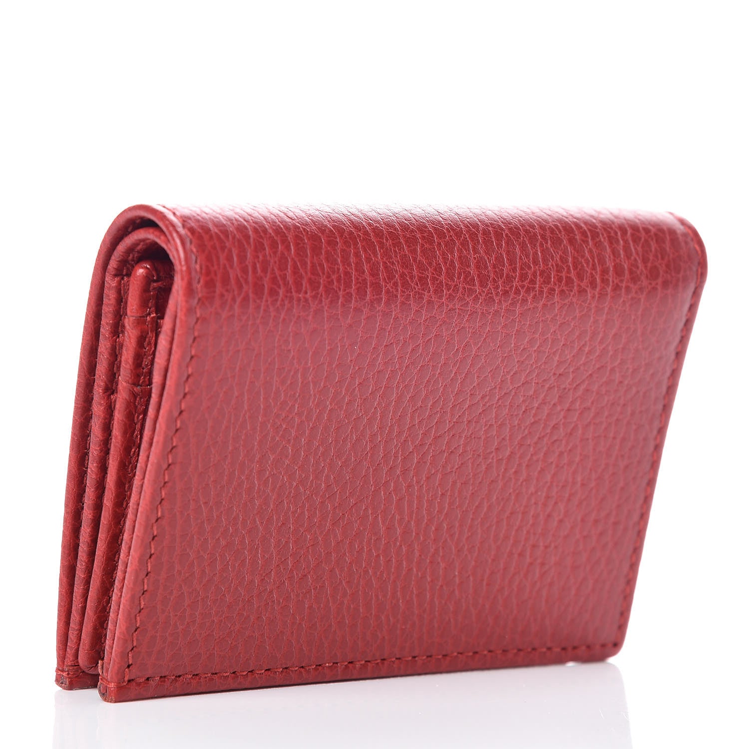 Gucci Pebbled Calfskin GG Marmont Card Case Hibiscus Red 3 of 8