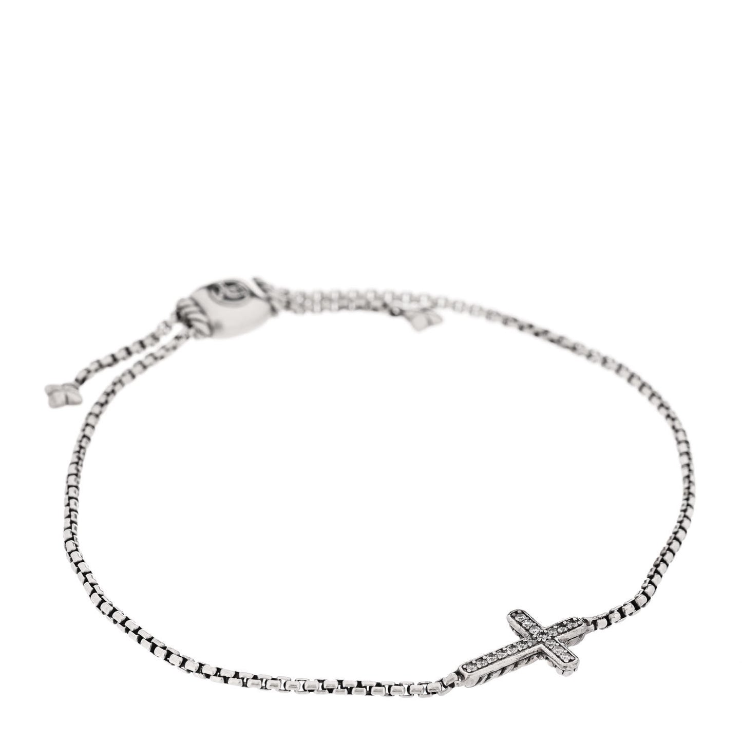 Sterling Silver Diamond Petite Pave Cross Bracelet