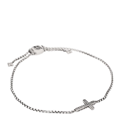 David Yurman Sterling Silver Diamond Petite Pave Cross Bracelet 1 of 3