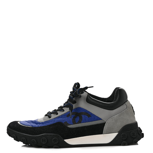 Nylon Calfskin CC Sneakers 39 Blue Black Grey