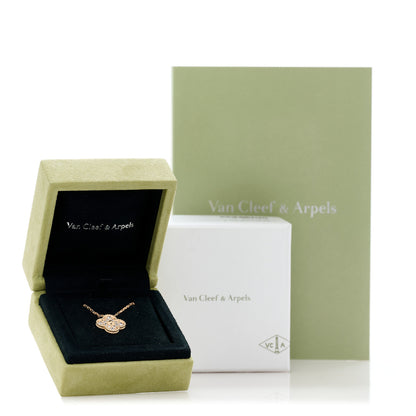 Van Cleef & Arpels 18K Rose Gold Diamond Vintage Alhambra Pendant Necklace 7 of 7