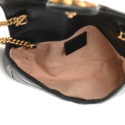 Gucci Calfskin Matelasse Super Mini GG Marmont Shoulder Bag Black 5 of 13