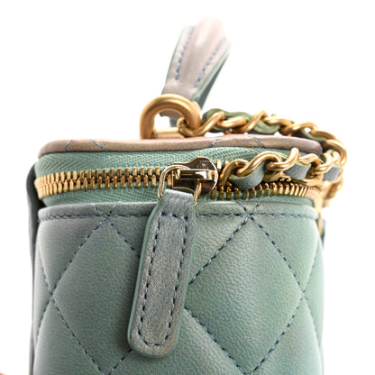 Chanel Lambskin Quilted Ombre Top Handle Mini Vanity Case With Chain Blue Green 12 of 14