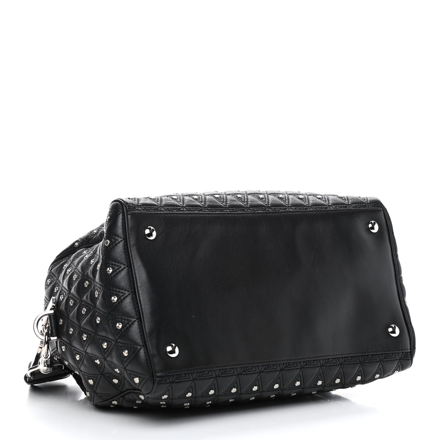 Versace Nappa Trapuntata Triangle Quilted Studded Duffle Black 4 of 9