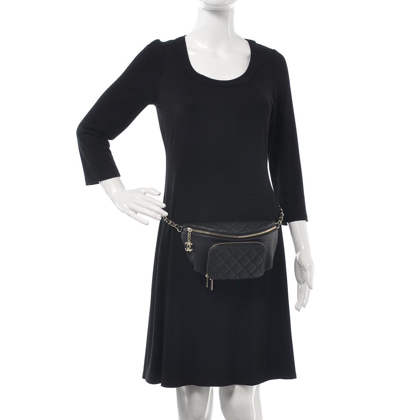 Caviar Quilted Business Affinity Waist Belt Bag Black