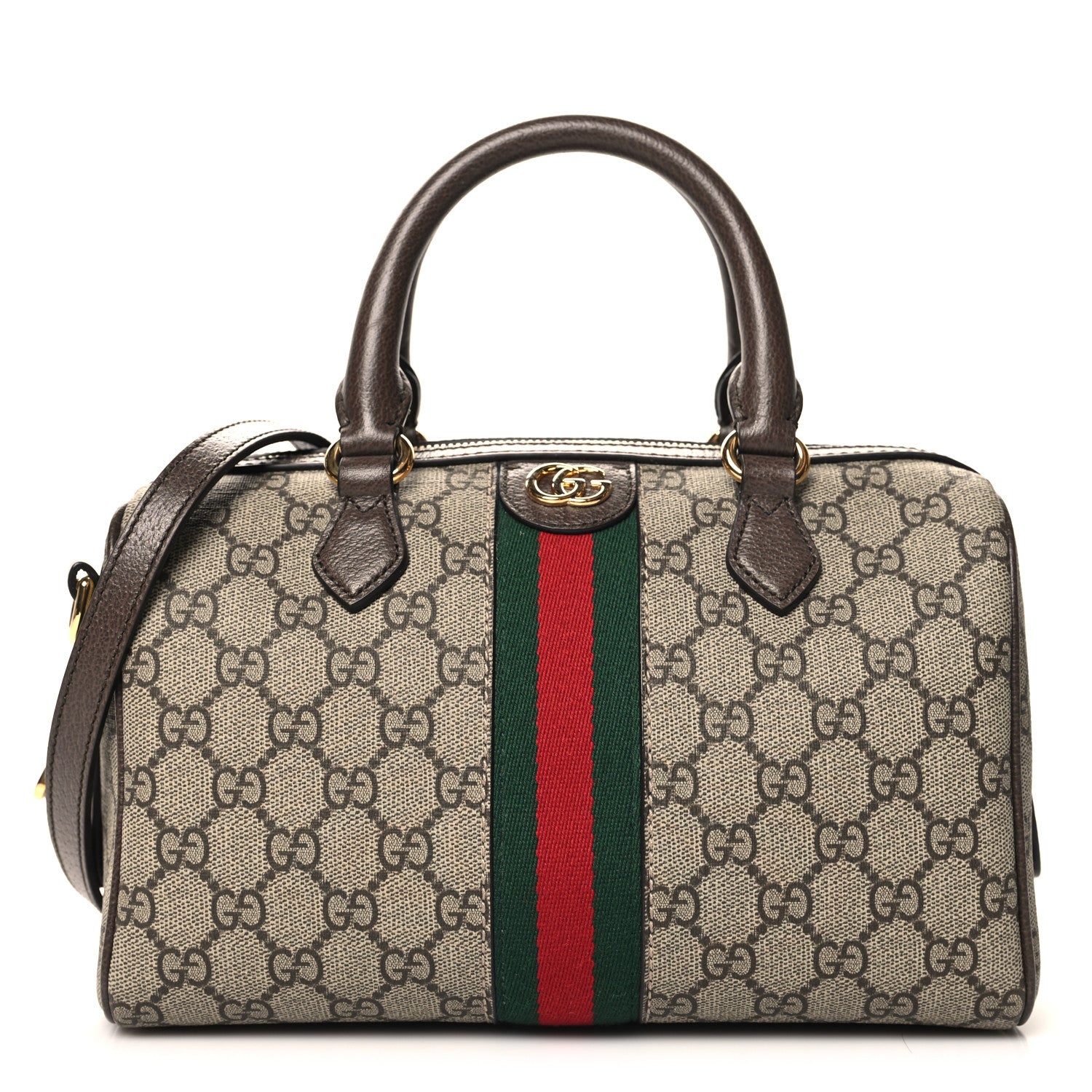 Gucci GG Supreme Monogram Web Small Ophidia Top Handle Bag Beige Ebony 1 of 10