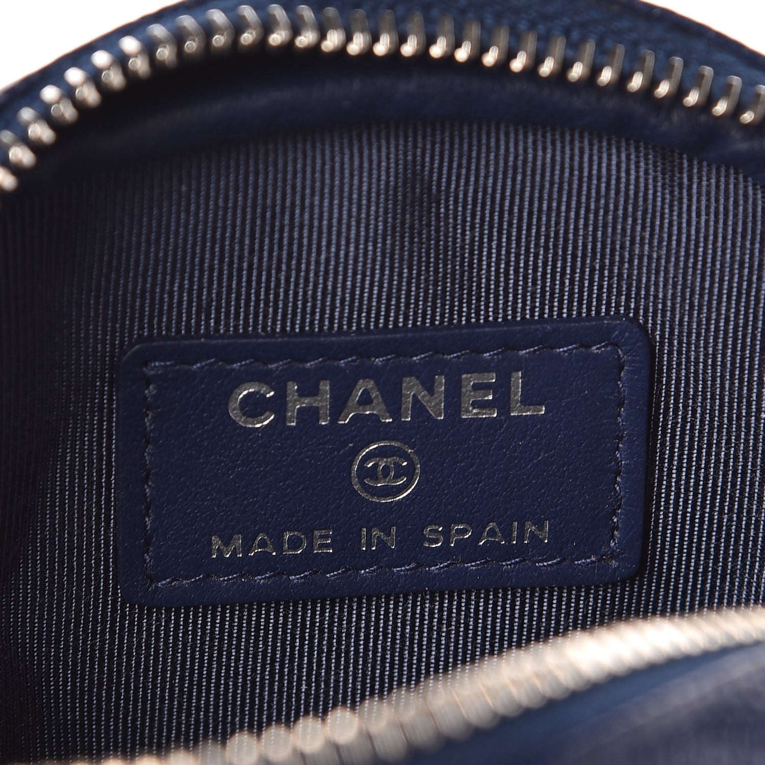 Chanel Caviar Quilted Zip Around Classic Coin Purse Navy Blue 6 of 8